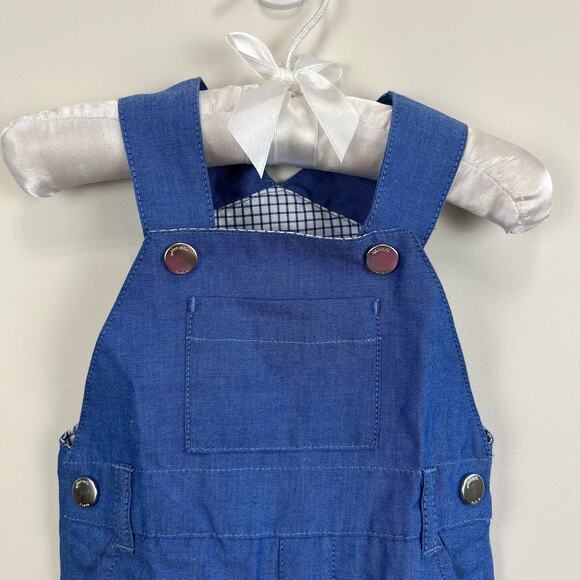 Jacadi Paris Chambray Blue Shortalls 6 Months NWT - Picture 2 of 7